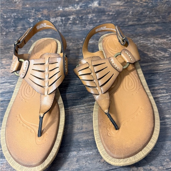 Clarks Brown Sandals with Rawhide Laces and Moccasin Stitching - Picture 1 of 5